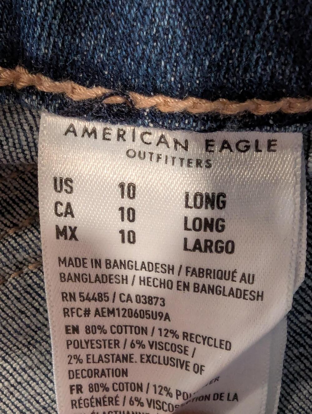 American Eagle Outfitters Jeans Womens 10 Long Blue Med Wash Super Hi-Rise Flare - Picture 5 of 11